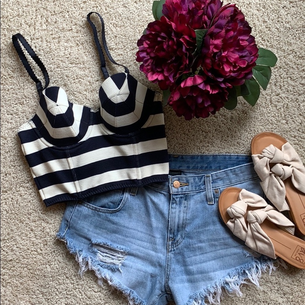 NWT  Fleur Du Mal Striped Bustier 34C